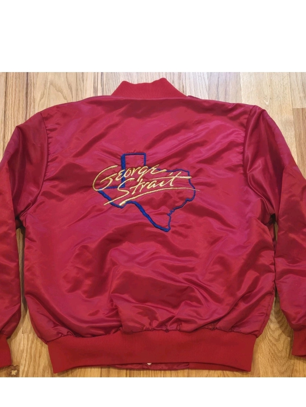 Vtg 80s WestArk XL George Strait Concert Tour Jacket Texas Embroidered Red Satin